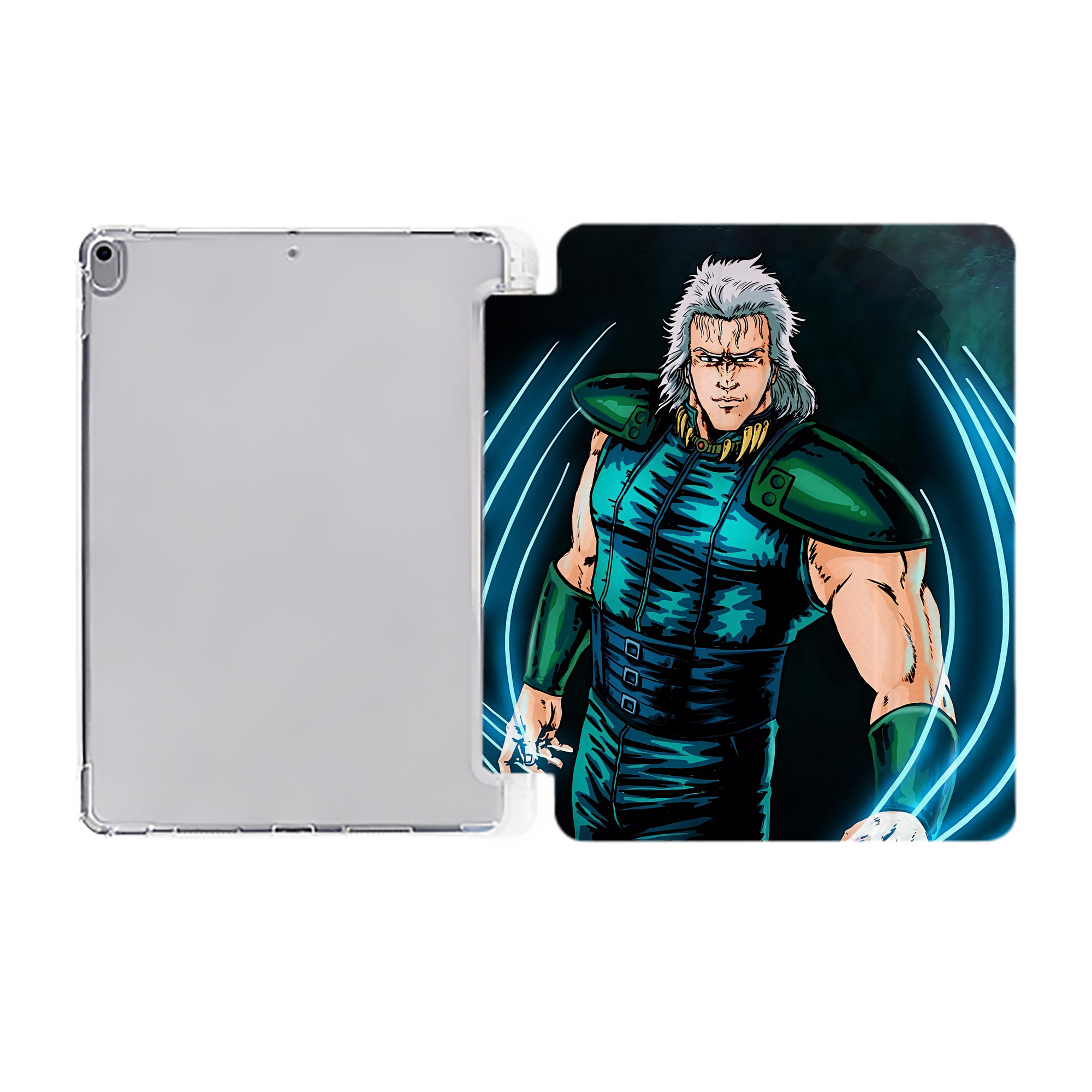 （画像用） 北斗の拳 Fist of the North Star IPad ケース ペン収納付き 三つ折りスタンド PUレザー×シリコン 対応機種9.5/10.5/10.9インチ